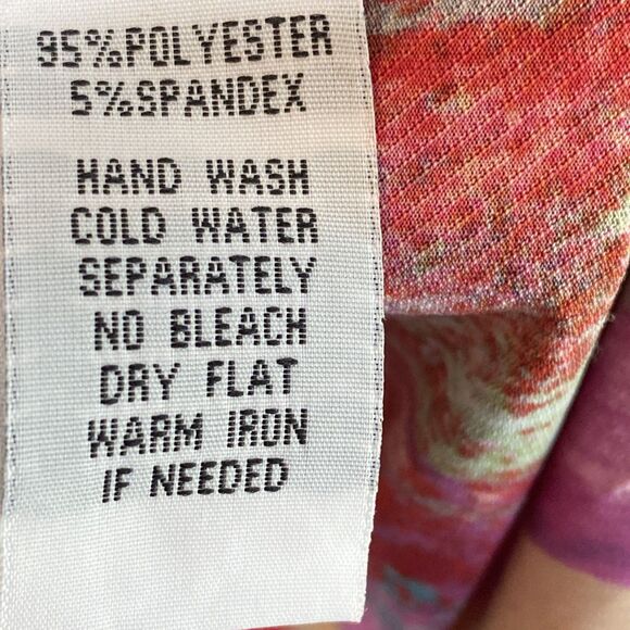 MISHCA Top Artsy Colorful Poly Knit Long Sleeve Asymmetrical Hem Sz XL Stretch - Picture 14 of 14